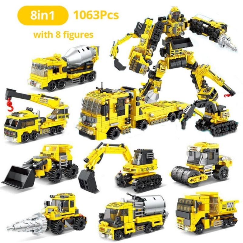 Toy Brick Diy Building Block Mechanical Engineering Car Block Stacking