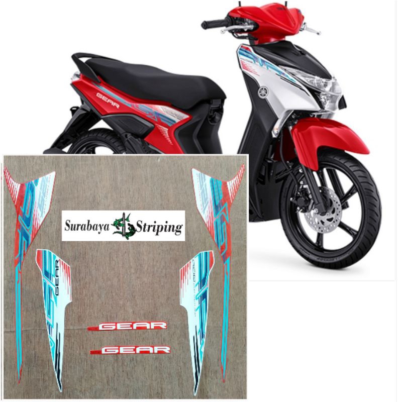 PUTIH MERAH Red and white Yamaha Mio Gear Striping sticker for 2023 ...