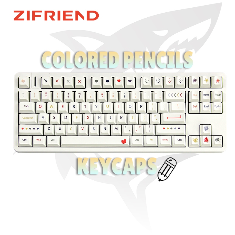 Zifriend Colored Pencils 126 Keys Keycaps Dye-sublimated Keycap Cherry ...