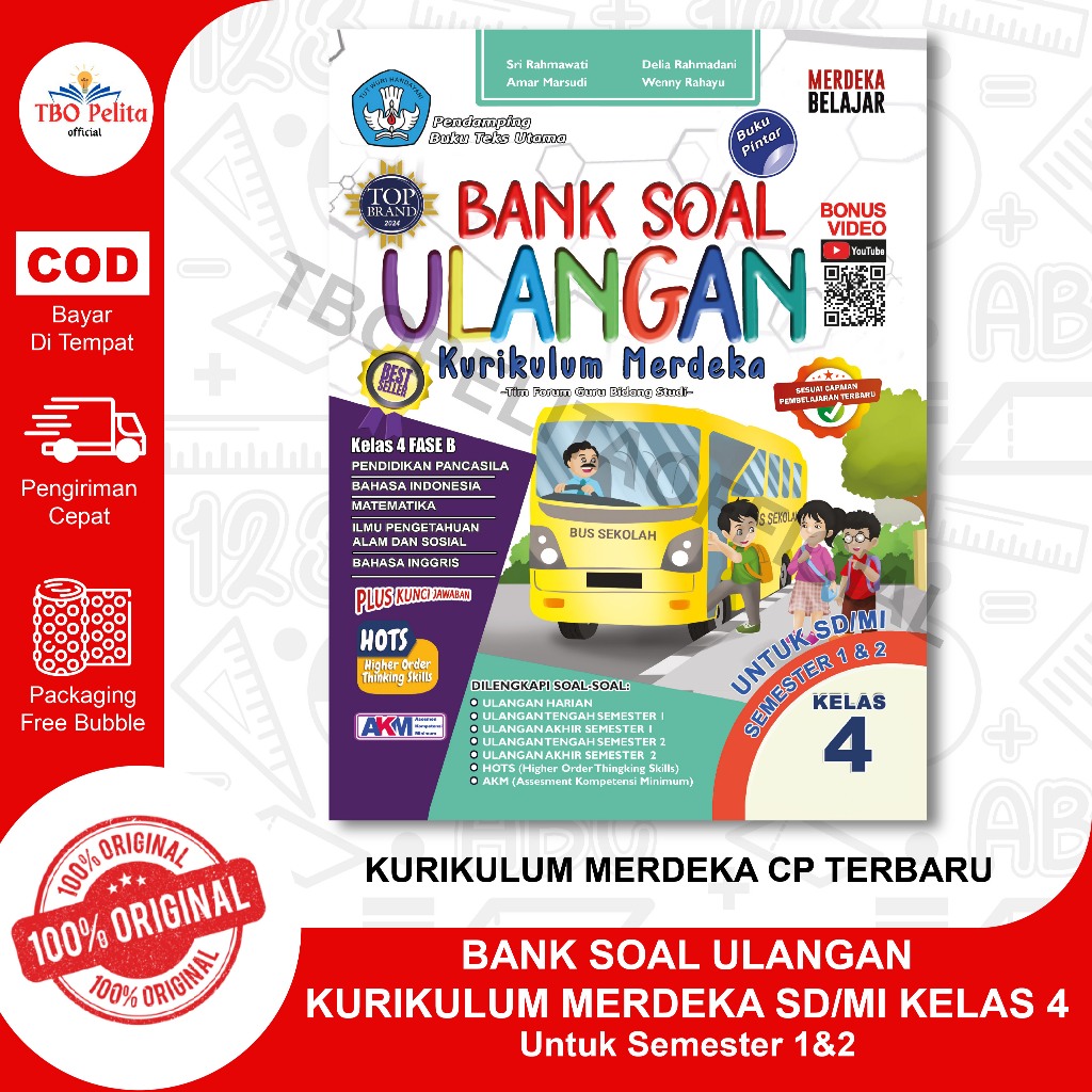 Latest Merdeka CP Curriculum Test Question Bank Book SD/MI Class 4 (1 ...