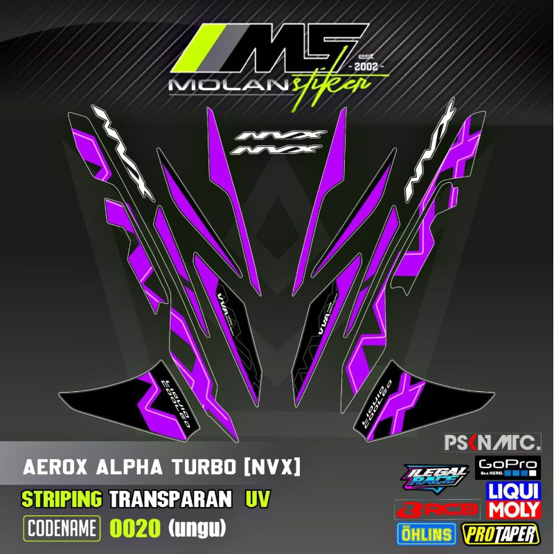 UNGU Decal Sticker Striping Variation Transparent Uv All New Aerox ...