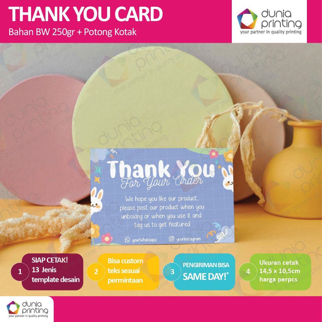 Print 1-sided Thank You Card | Greeting Card | Thank You Card | Custom Hampers Card - 2nd ...