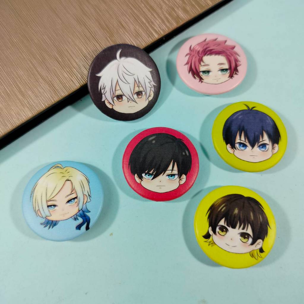 Mini Size 32 X 32 Mm Blue Lock Anime Character Pin Bross Safety Pin