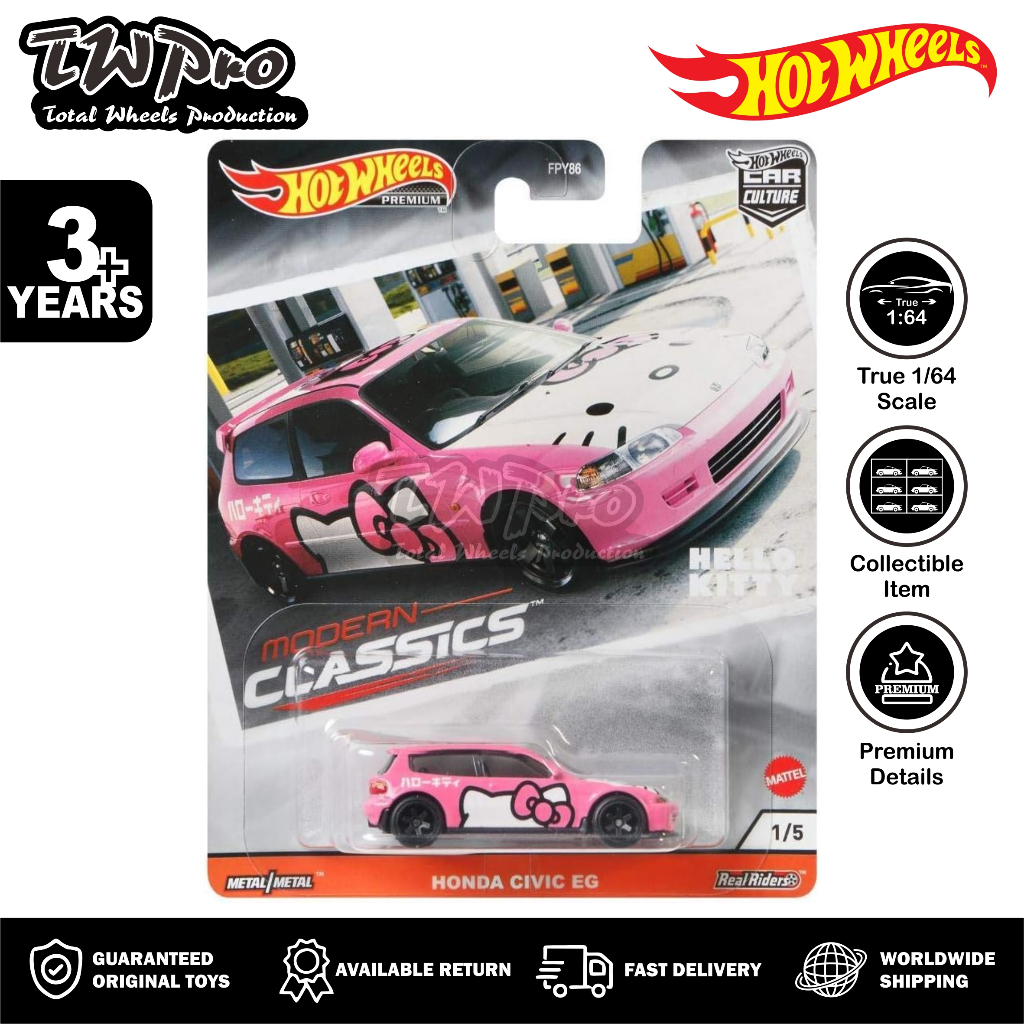 Hot Wheels 1/64 Honda Civic Eg Hello Kitty #1/5 - Modern Classics 2021 - Neuf