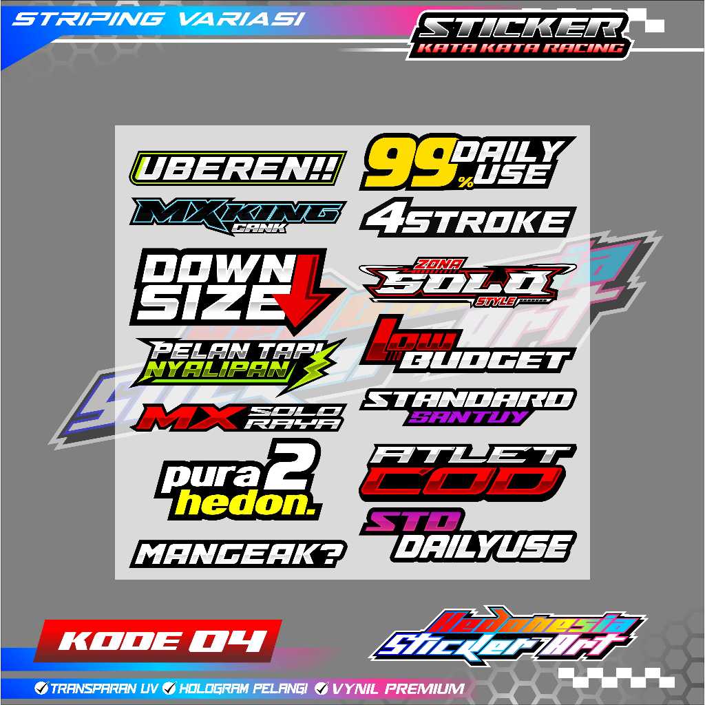 Sticker PACK RACING WORDS / RACING STICKER / MOTORCYCLE STICKER ...