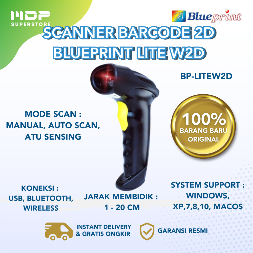 Barcode Scanner 2D Blueprint Lite W2D Auto Scan USB+BT+Wireless (BP ...
