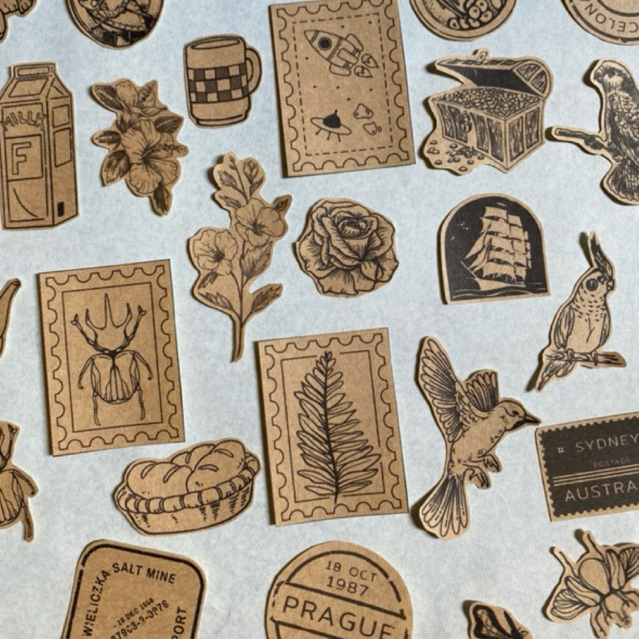 [Journify.id] 50pcs Deco Stickers. Brown Sticker. Kraft Sticker ...