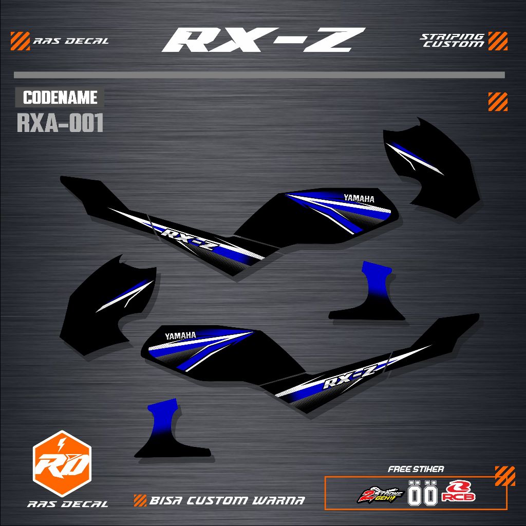 Yamaha RXZ Custom Striping Stickers with Simple Graphics RXZ Semi Decal ...