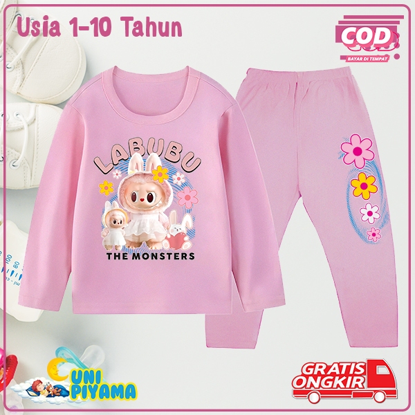 Labubu and Rabbit Long Suit Sleepwear for Girls aged 1-10 Years 1568 ...