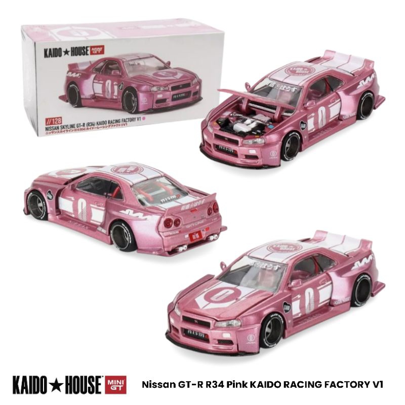 Mini GT x Kaido House Nissan GT-R R34 Pink KAIDO RACING FACTORY V1 ...