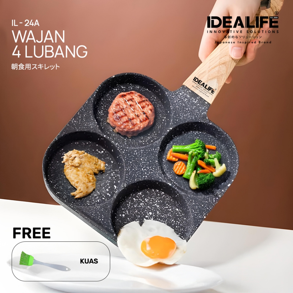 Idealife - Egg Pan Granite Diecast - Non-Stick Egg Pan - 4 Hole (IL ...