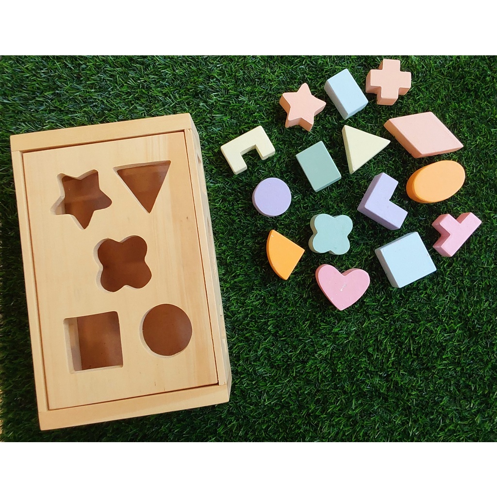 KAYU Geometry Sorting Box Shape Educational Toys Fine Wood | Shopee ...