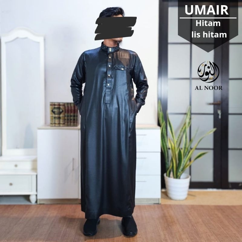 HITAM Umair Adult Al Noor robe black Tc 926 long sleeve cuffs | Shopee ...