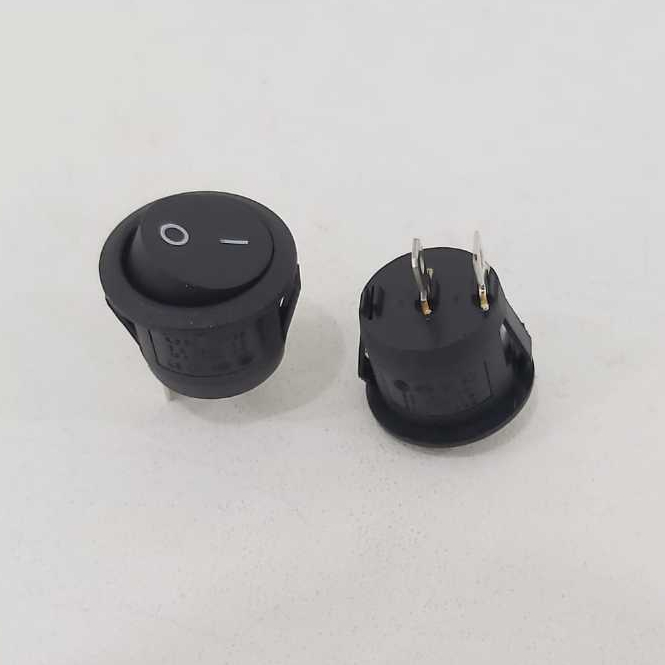 HITAM On OFF SWITCH 2 FEET BLACK ROUND ROCKER SWITCH KCD1 2 PIN 20MM ...