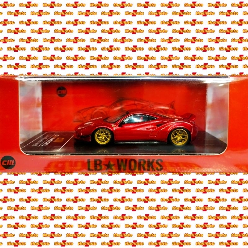 MERAH Cm MODEL LB WORKS 488 RED RED FERRARI LBWK LIBERTY WALK METALLIC ...