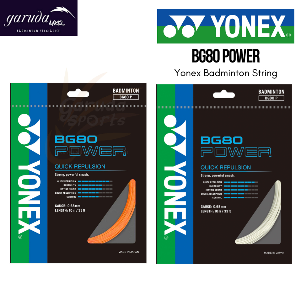 Yonex BG 80 POWER Badminton Strings Yonex BG80P Badminton Strings ...