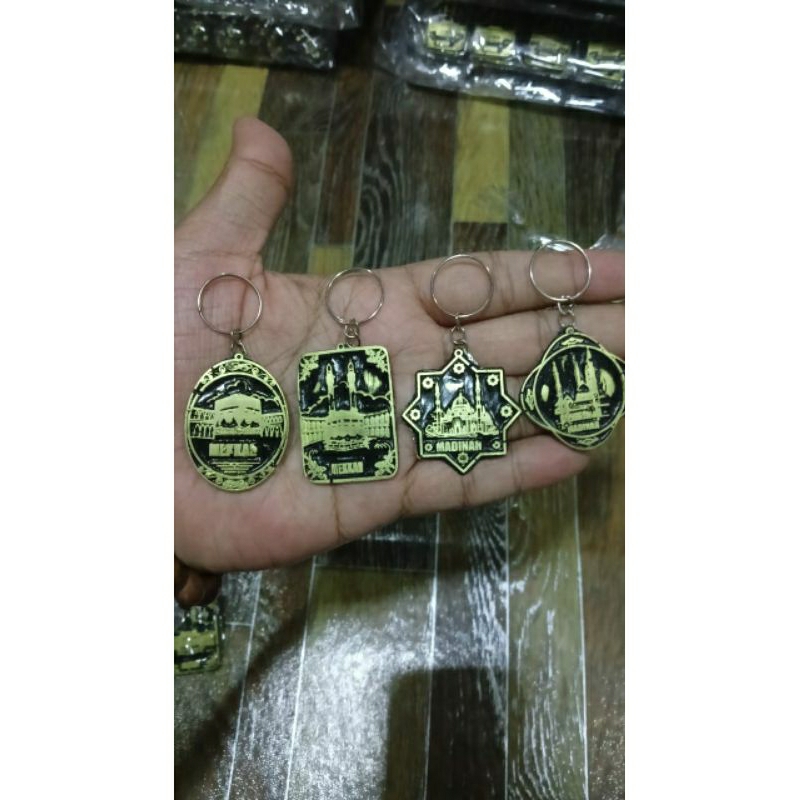 GANTUNGAN (100) Kaaba Mecca madinah Keychain 4 shapes Gold resin luxury ...