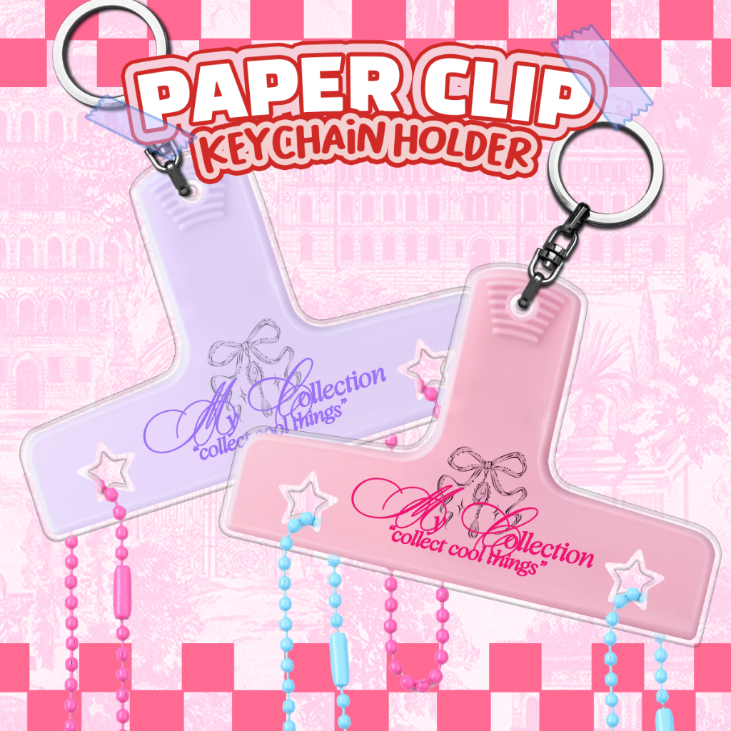 COQUETTE PAPER CLIP pink and blue aesthetic keychain holder | Shopee ...