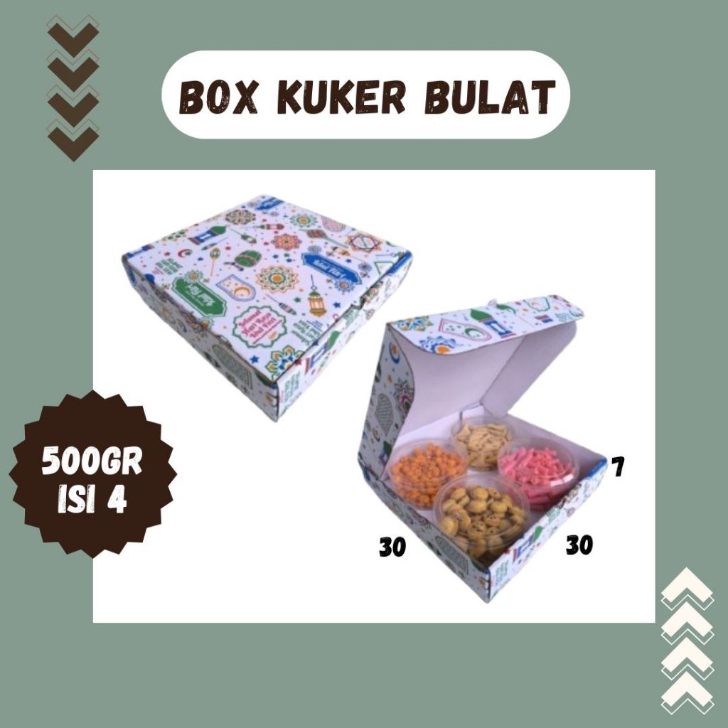 Box 30x30x7 LD Jar 500gr Contains 4 Cookies Eid/Plain Eid Mubarok Motif ...