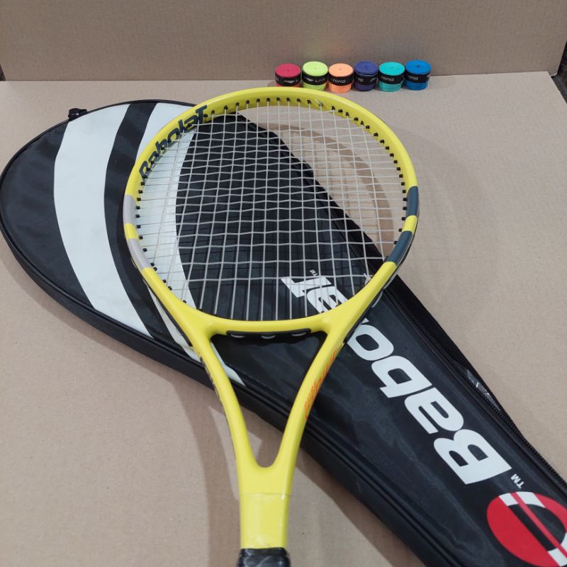 Strike YELLOW BEGINNERS TENNIS RACKET READY TO USE WITH BAG AND GRIP ...