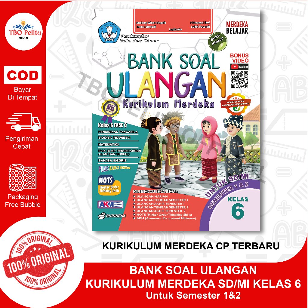 Latest Merdeka CP Curriculum Test Question Bank Book SD/MI Class 6 (1 ...