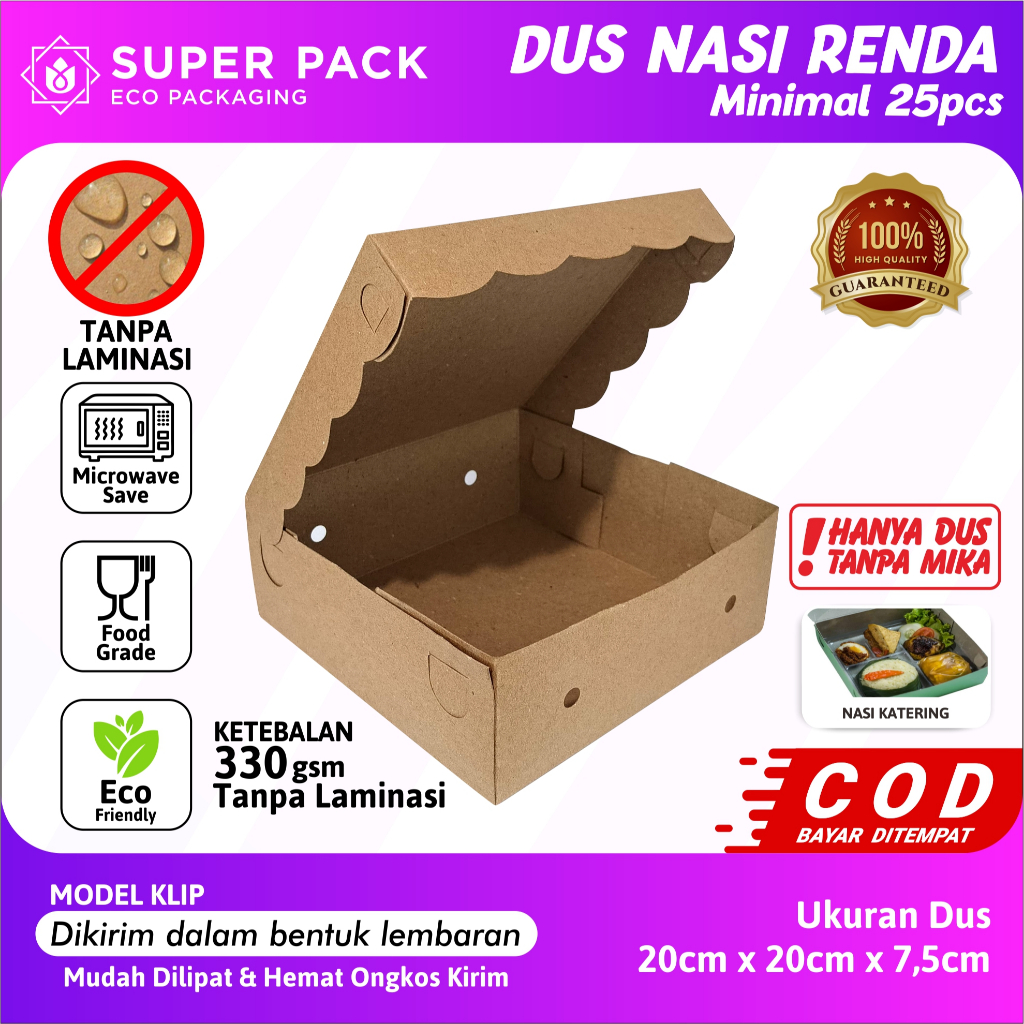 Rice Box 20x20x7,5 Lunch Box Catering Catering Kraft Paper Food ...