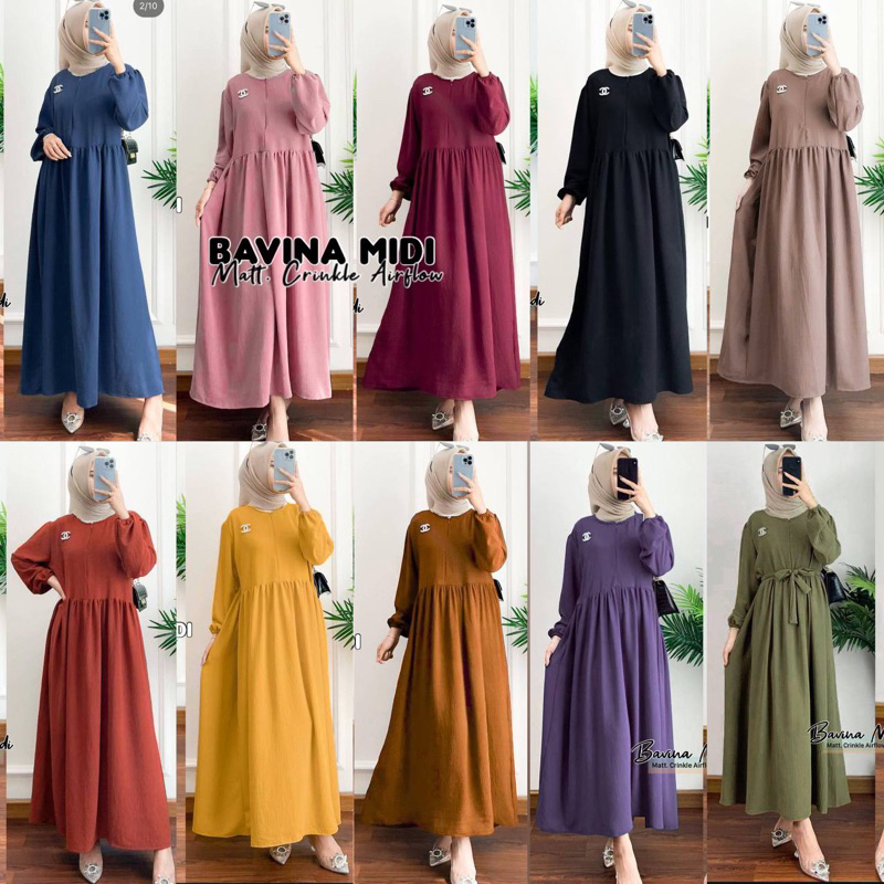 Premium PLAIN CRINKLE DASTER / VIRAL MIDI DRESS / MASAKINI DASTER ...