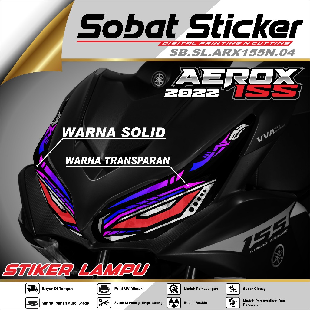 Yamaha AEROX NEW 155 Lamp Stickers / Latest 2024 Transparent Uv Eyebrow ...
