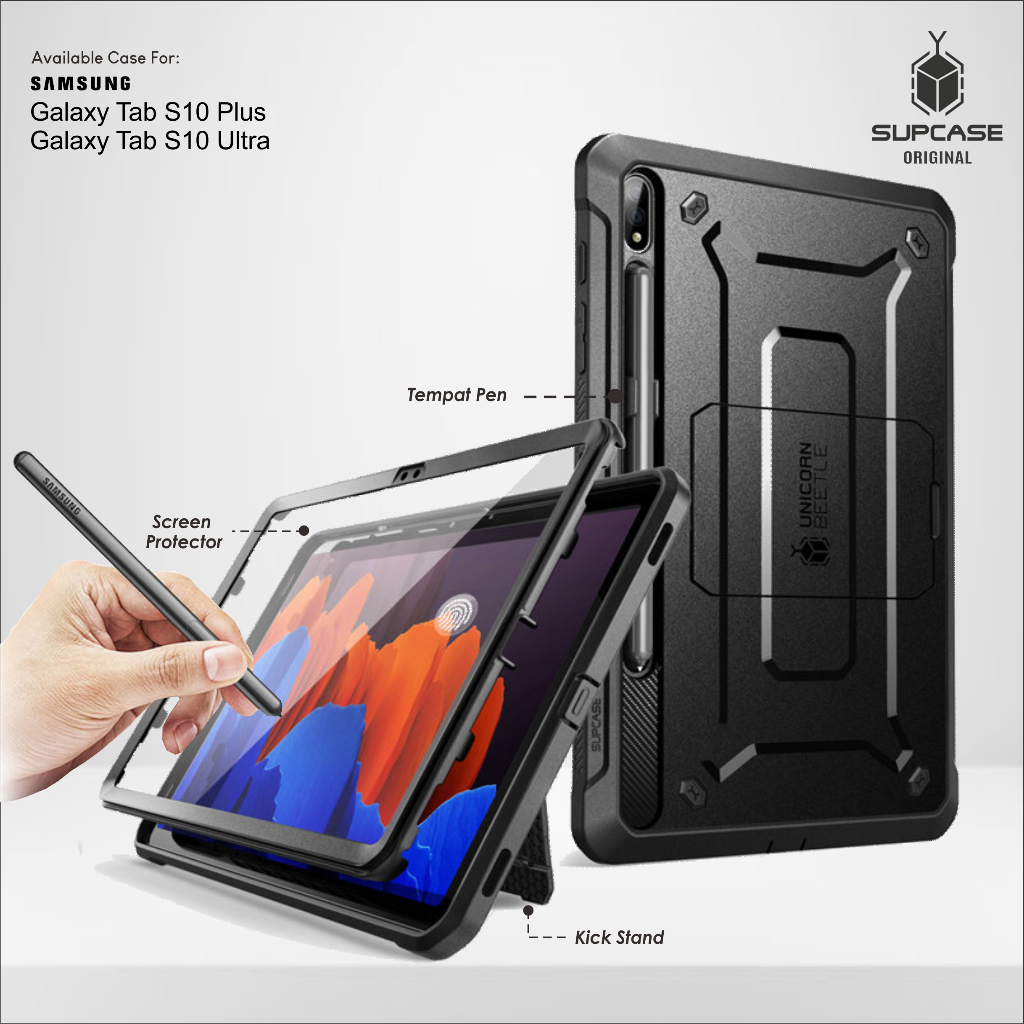 Case Supcase Samsung Galaxy Tab S10 Plus I S10 Ultra Casing Rugged Armor  Cover Hardcase