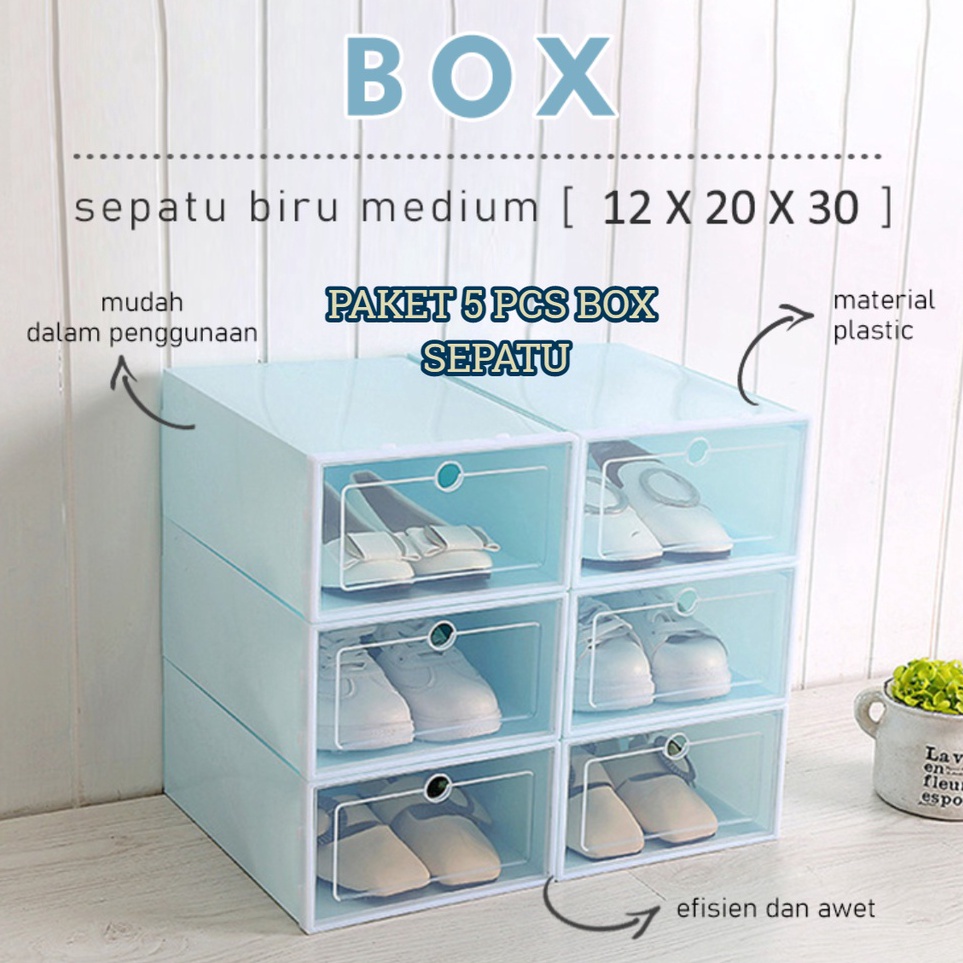 Package OF 5 PCS Transparent Shoe Box 2 sizes Thick Shoe Multipurpose ...