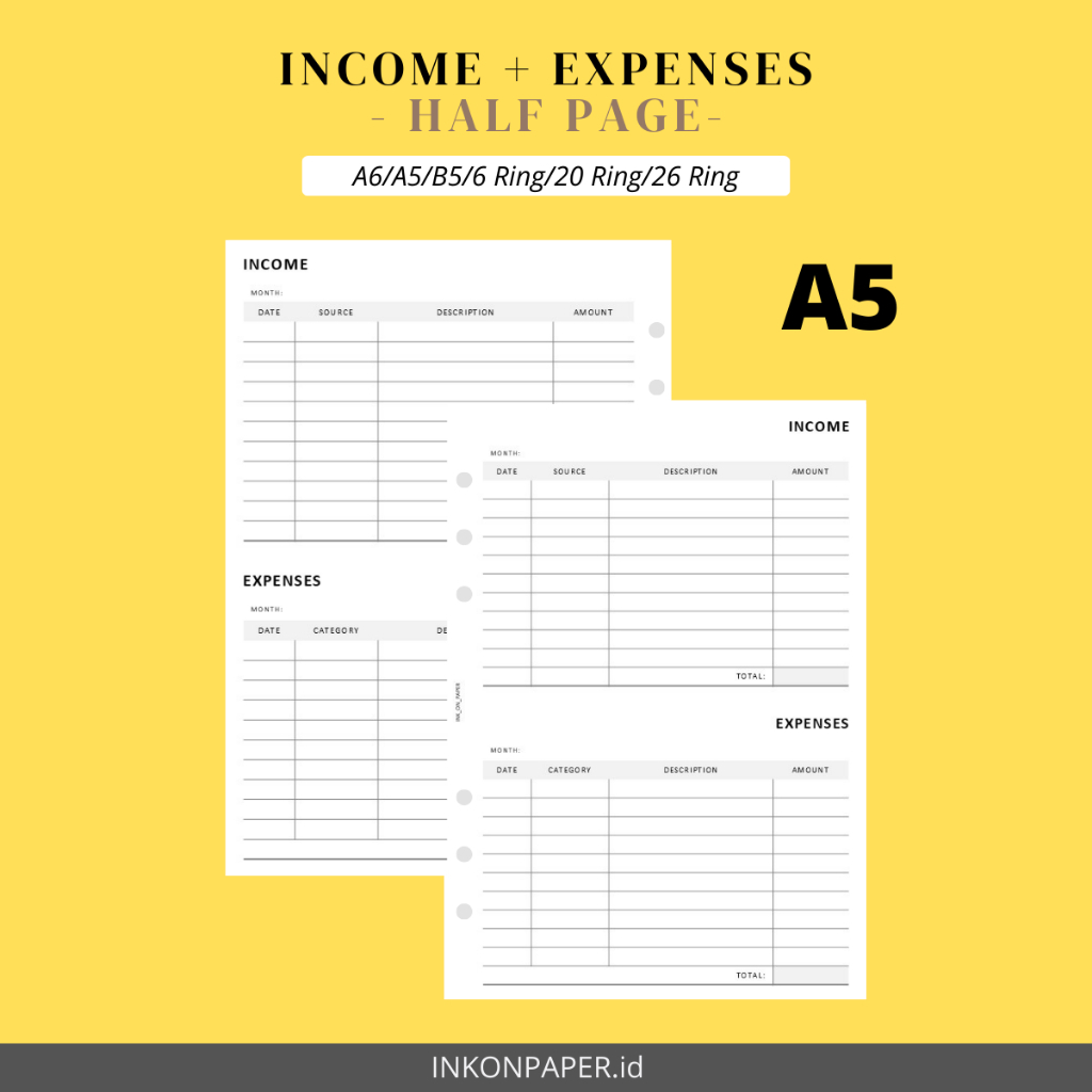 A5 - Financial Planner, Income & Expenses Tracker, Financial Notes ...