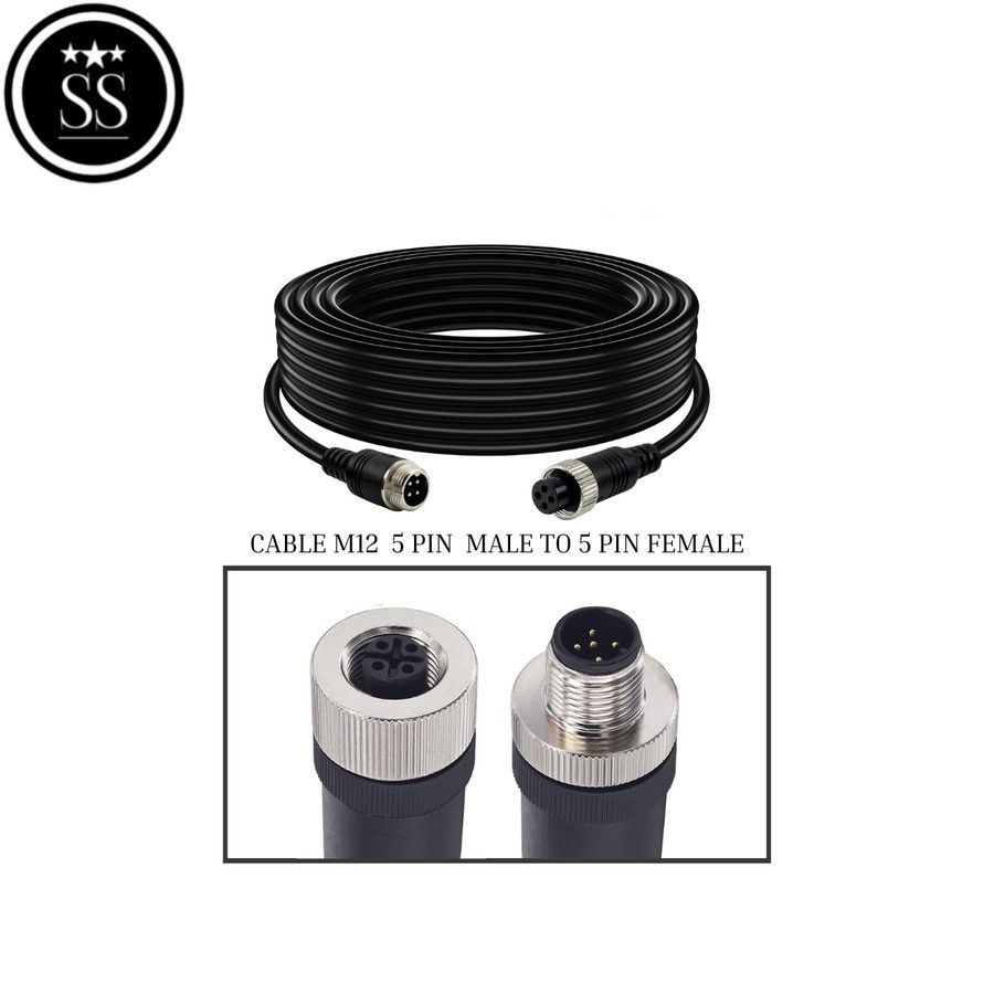 Cable M12 5 pin Male to 5 pin Female 24 AWG / straight Connector Cable ...