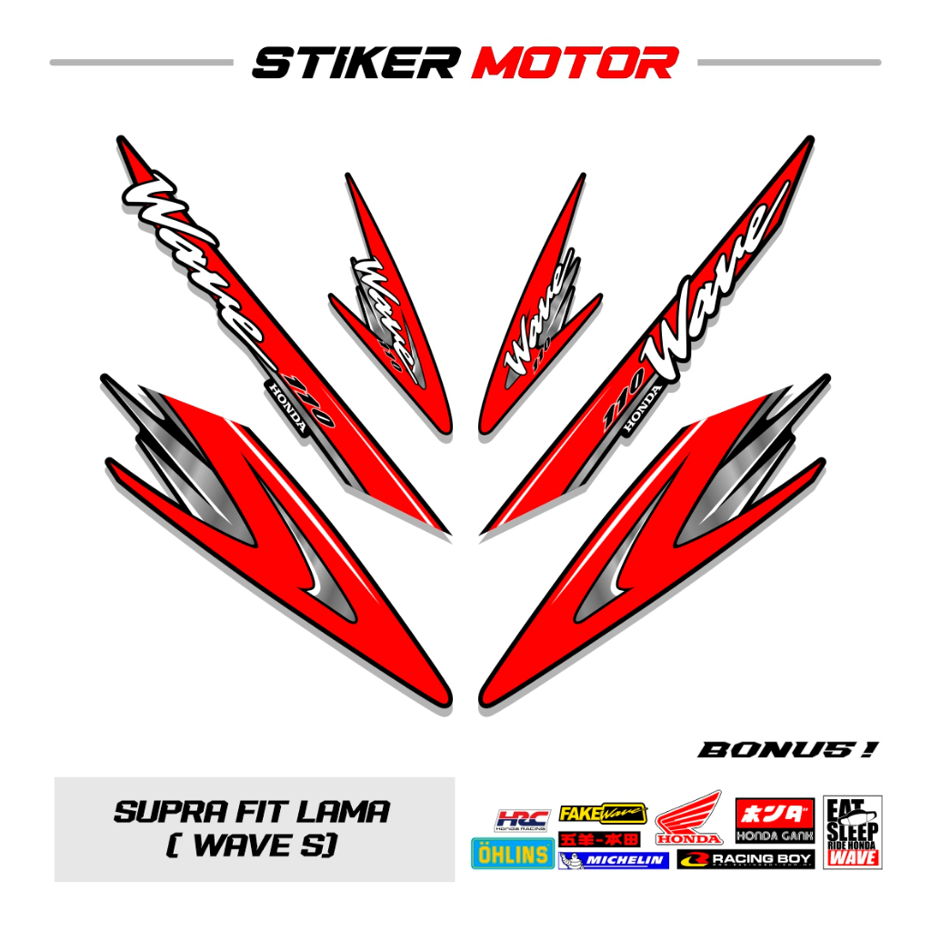 Sfl39 Striping Strip Old Supra Fit Sticker Honda Wave Alpha 100 110 S ...