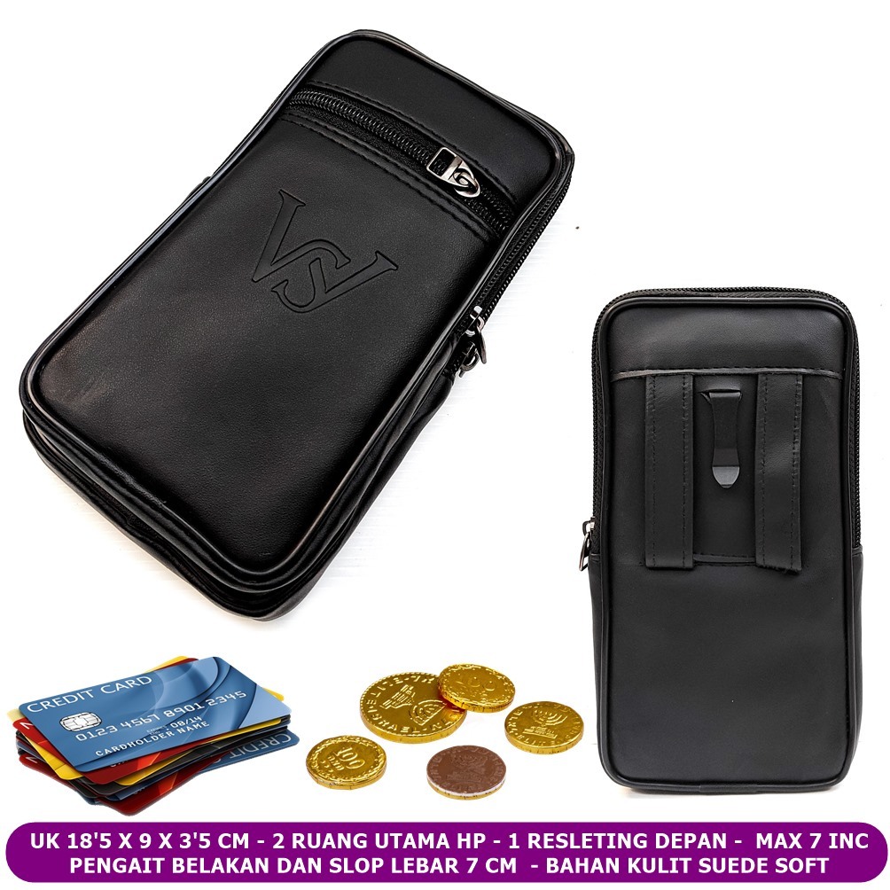 Max Suede Leather Waist 3 Emboss Zipper HP Riding Wallet | Shopee ...