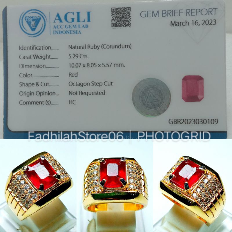 Natural RED RUBY PIGEON BLOOD OCTAGON ORIGINAL MADAGASKAR + MEMO LAB ...