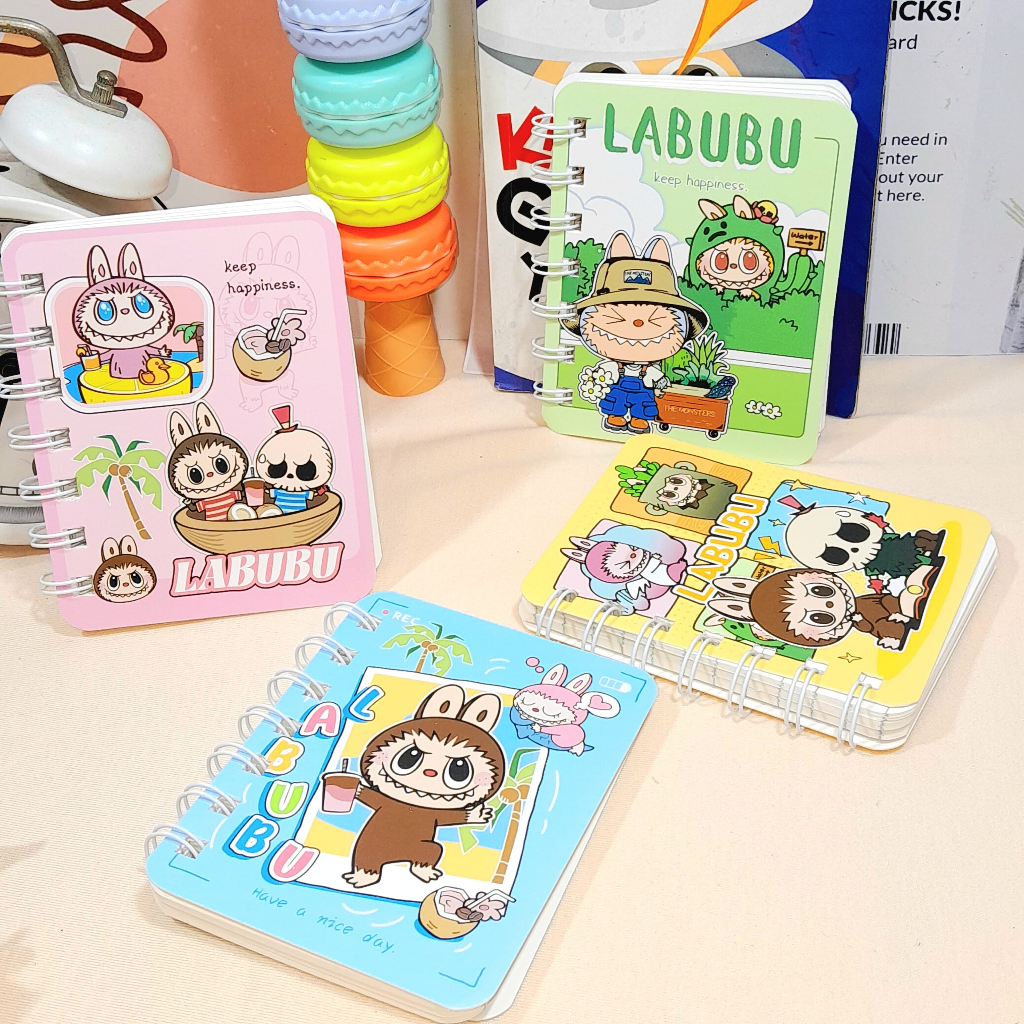 LABUBU Spiral Binder Book Size Lined PaperA7 Mini Labubu Notebook Size ...