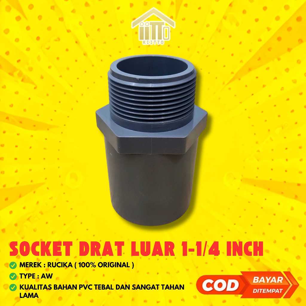 PVC SOCKET OUTER THREAD 1-1/4 INCH RUCIKA (AW) / VALVE SOCKET AW 1.25 ...