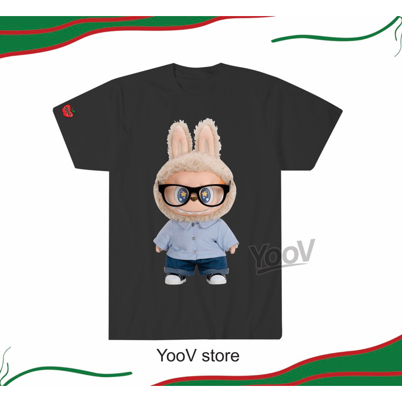 Father Mother Child Couple Top T-shirt - Labubu Series Glasses Image ...