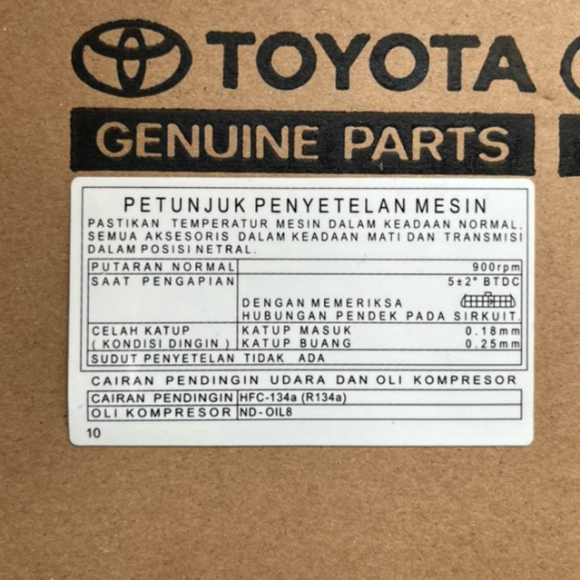MESIN Original Toyota Daihatsu Engine Adjustment Instruction Sticker ...