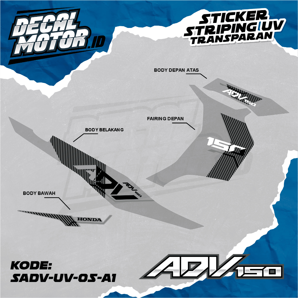 ADV 150 Motorcycle Body Accessory Sticker / Transparent Striping with ...