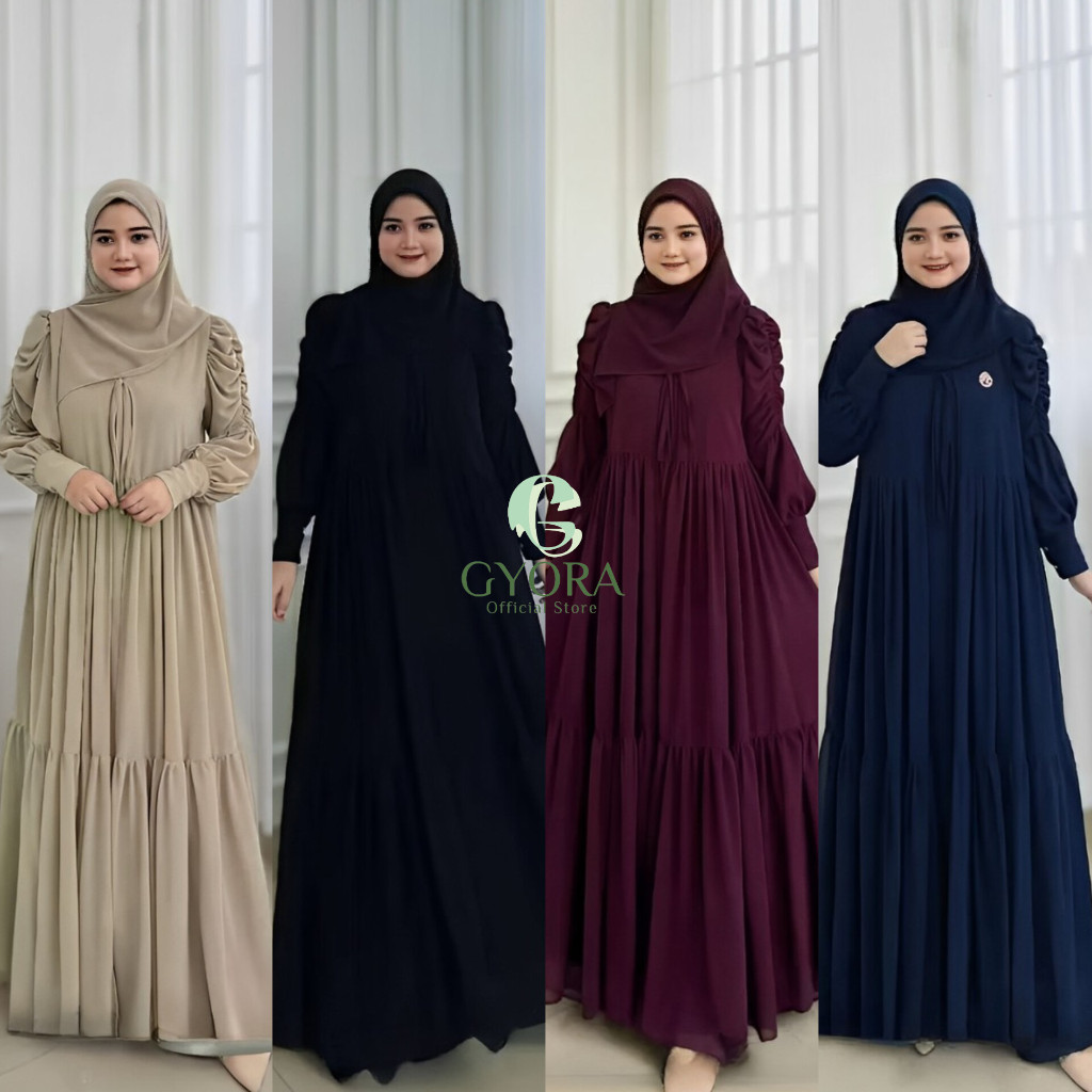 Gyora NAHLA DRESS 2 LAYER BUSUI DRAWING SLEEVES CERUTY BABYDOLL FULL ...