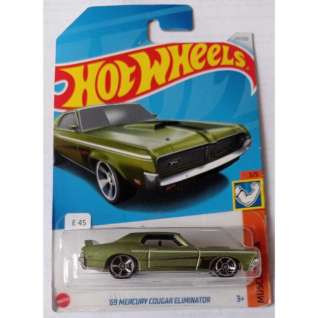 Hot Wheels '69 Mercury Cougar Eliminator - Muscle Mania 3/5 - Colore Verde, Serie 171/250 - Scala 1:64, Pressofuso, Collezione
