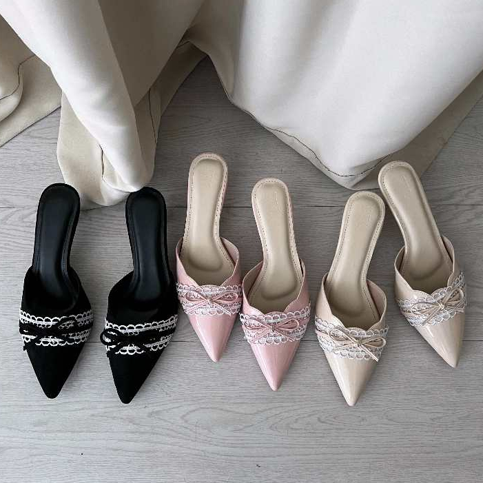 Pixfootwear Juliet Bow Lace Heel - Ribbon Lace Heels | Shopee Philippines
