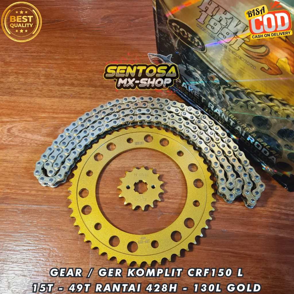 Complete PULLING GEAR - GEAR SET CRF150 L 15T - 49T / 428HG - 130L GOLD ...