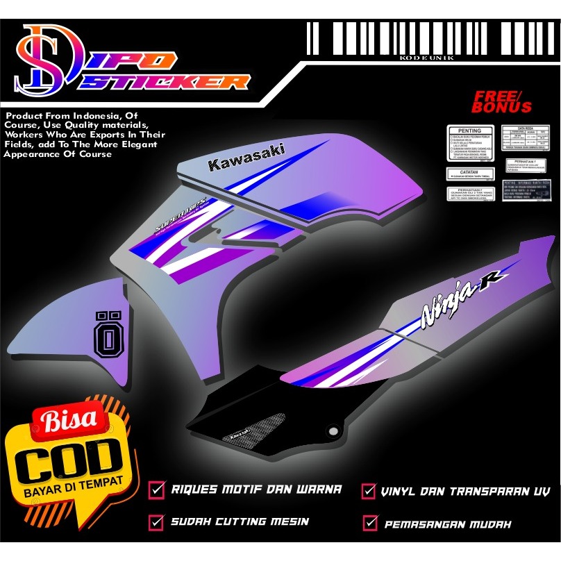 Ninja r custom 06 transparent UV striping sticker (can request ...