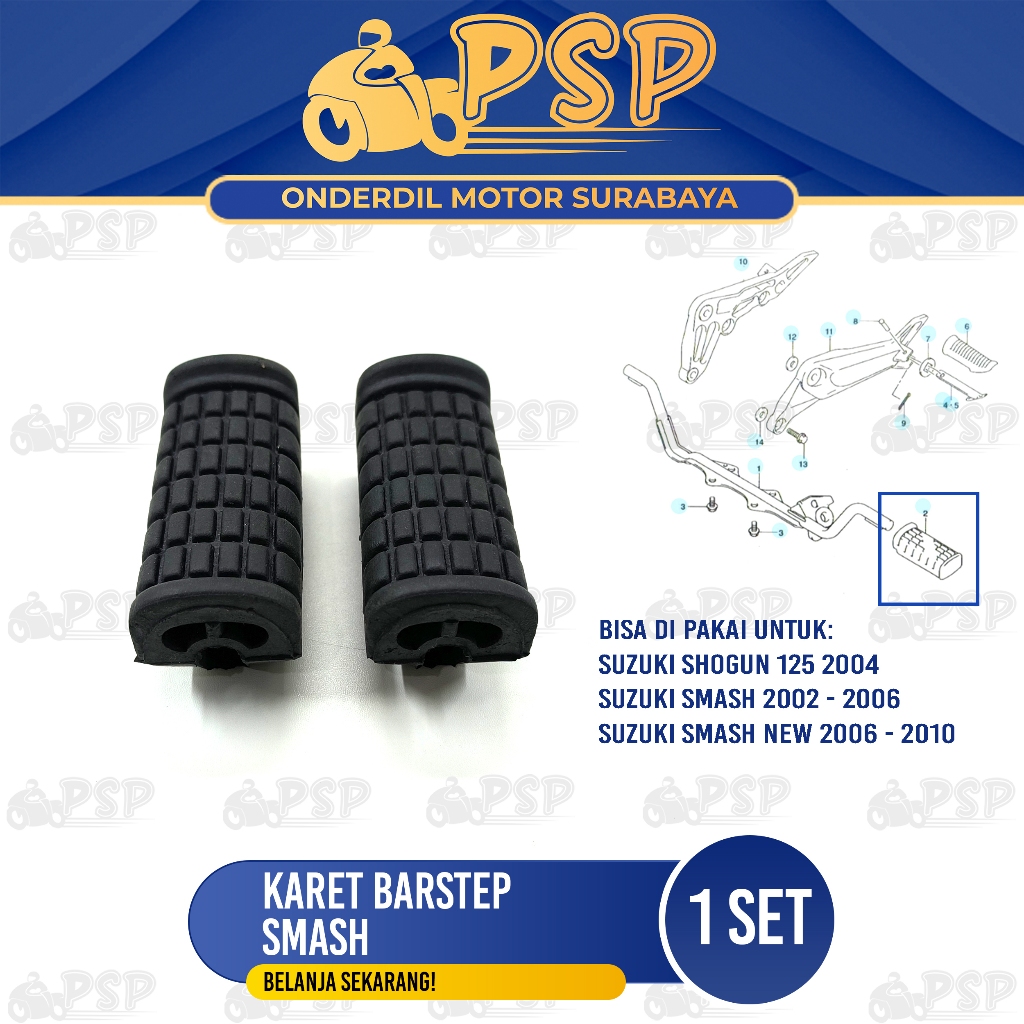 Smash Barstep Rubber (Set of 2) - Footstep Postep Front Footrest Suzuki ...