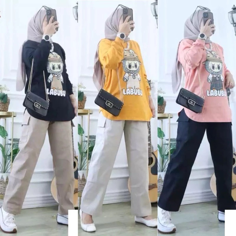 Bubu SET CARGO CRINKLE PRINTING LD 110 // LABUBU SET // ONE SET PUMPKIN ...
