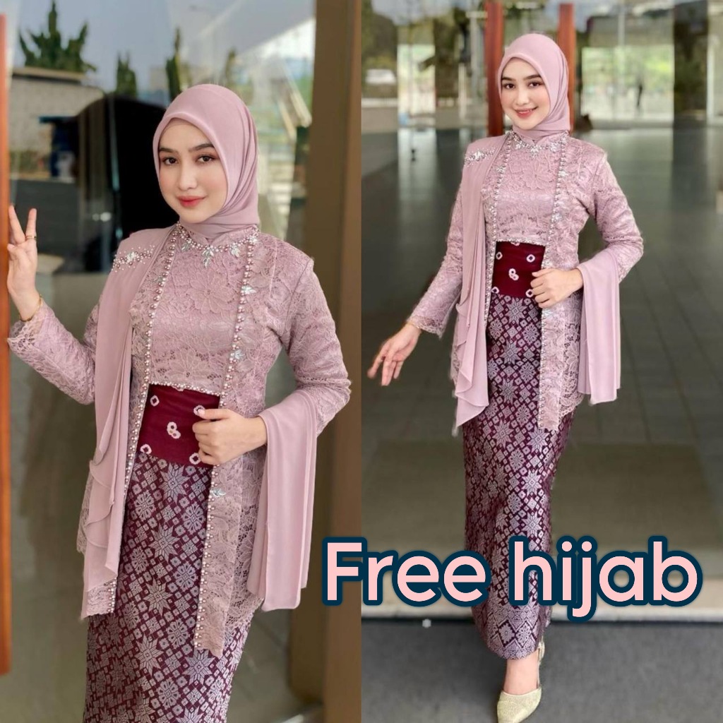 (FREE Hijab)laksmi Set Of Modern Kebaya Songket Graduation Fiance ...