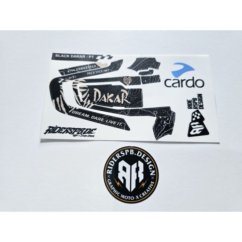 GARSKIN BLACK DAKAR - INTERCOM CARDO PACKTALK BOLD SKINCOVER DECAL ...
