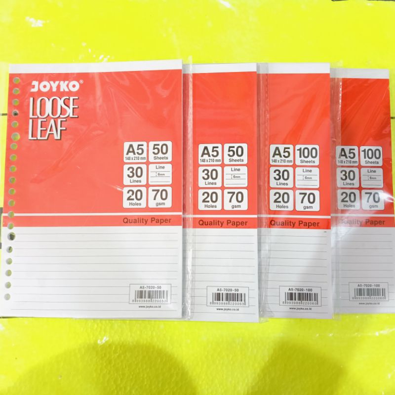 Loose LEAF JOYKO A5 - BINDER CONTENTS A5 CONTENTS 50-100 LMBAR | Shopee ...